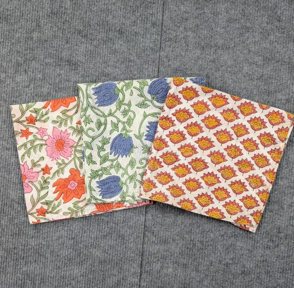 Block Print Cotton Tea Towels Set 15